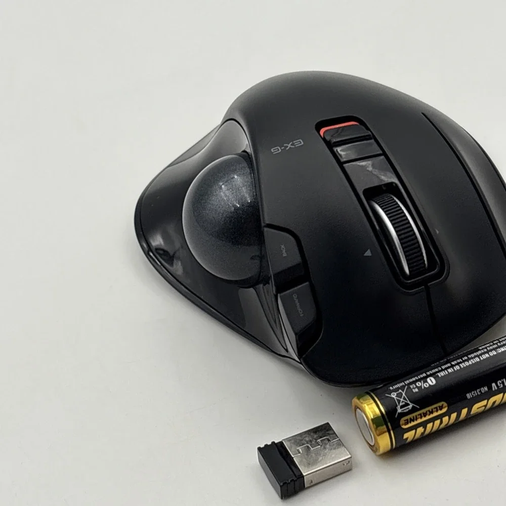 ELECOM EX-G Left-Hand Wireless Trackball Mouse Black M-XT4DRBK w/ USB Receiver